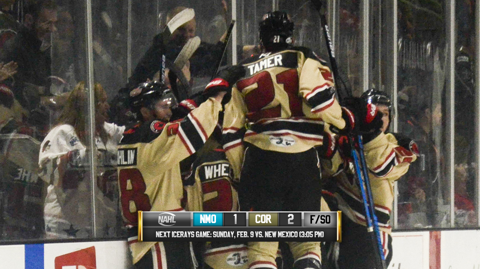 ICERAYS SNAP STREAK WITH 2-1 WIN FRIDAY